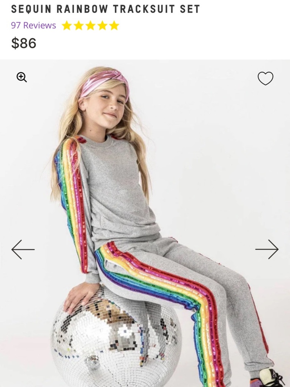 Lola + The Boys Gray Sequin Rainbow Tracksuit Set